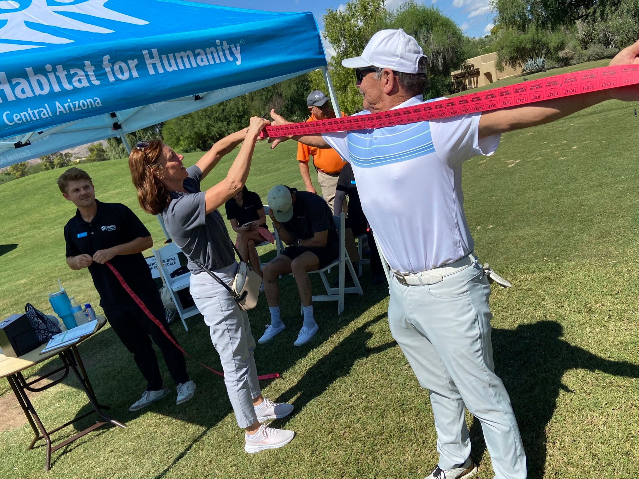 Mary Hetrick holding a flame torch at an event